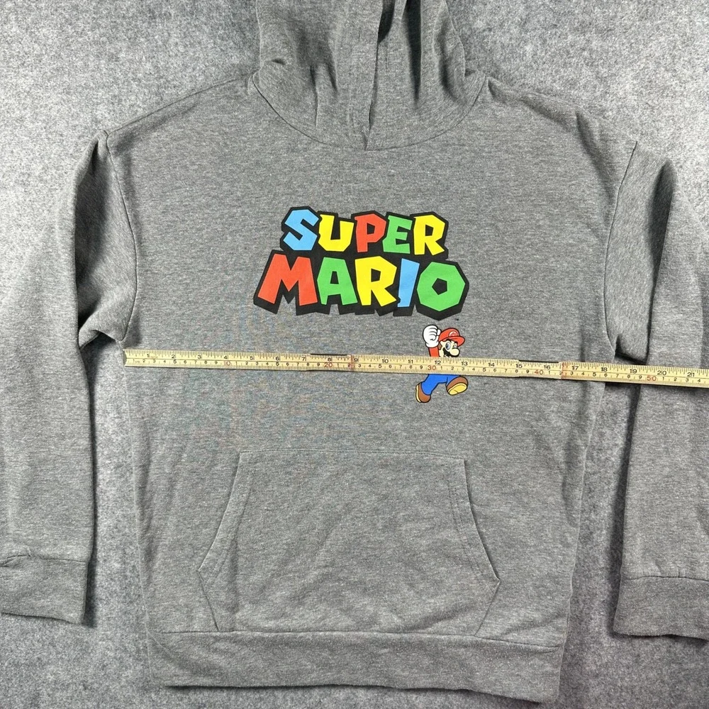 Old Navy Super Mario Graphic Hoodie XL (14-16) Grey Nintendo Gamer Pullover